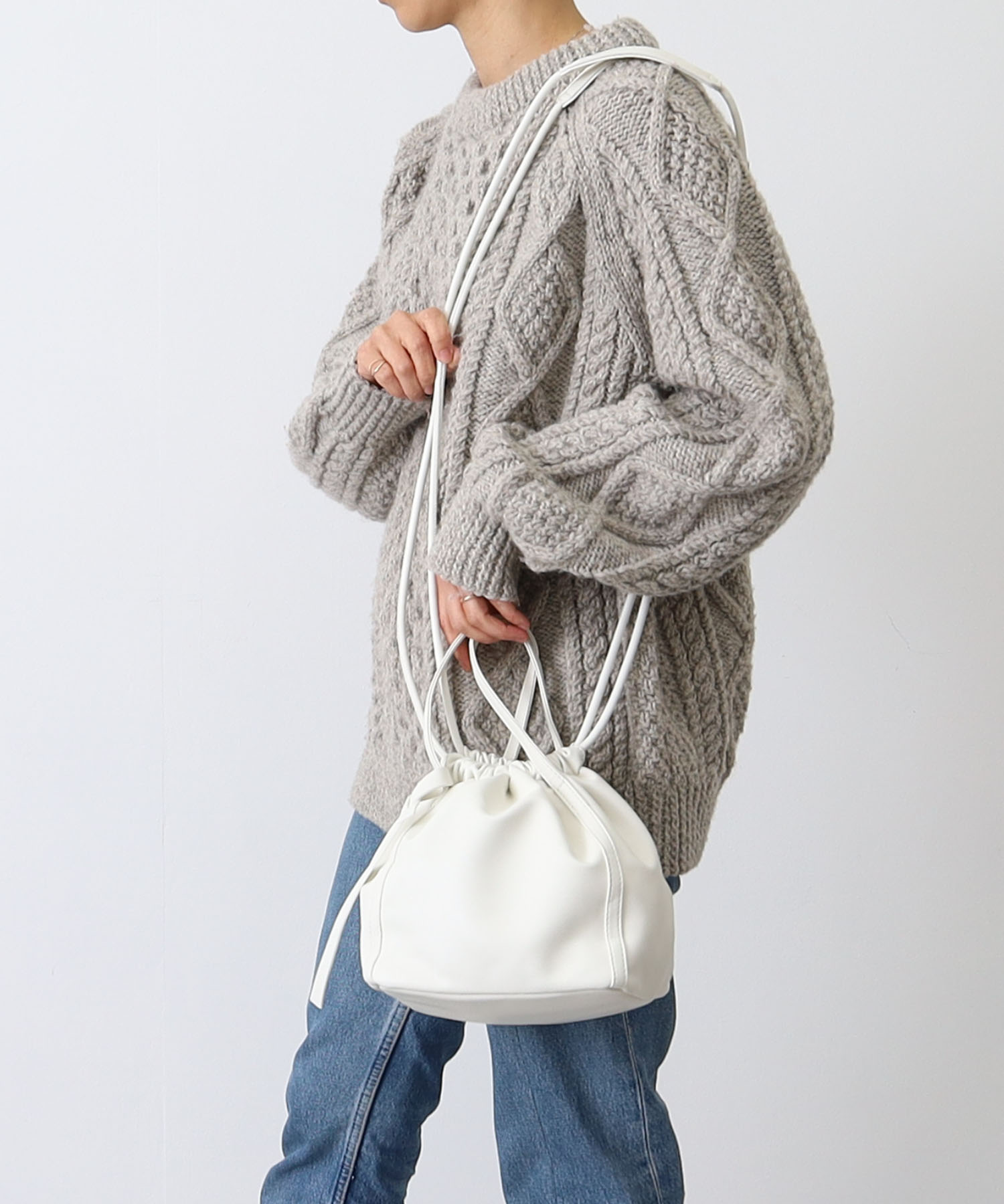 リサイクルPUスクエア巾着2WAYバッグ