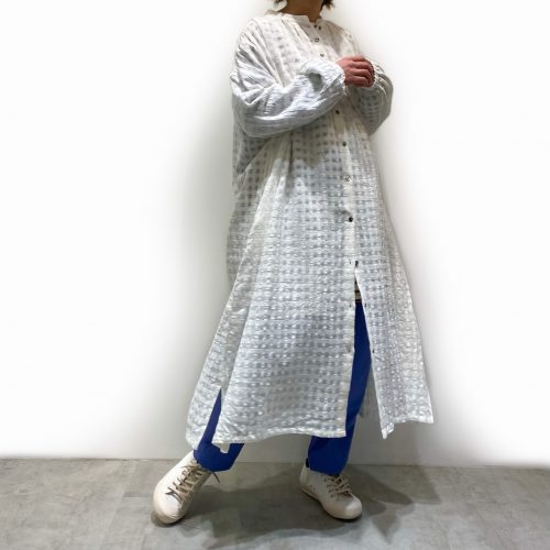 【山形屋鹿児島店】さりげない透け感！ギンガム織ギャザーワンピース