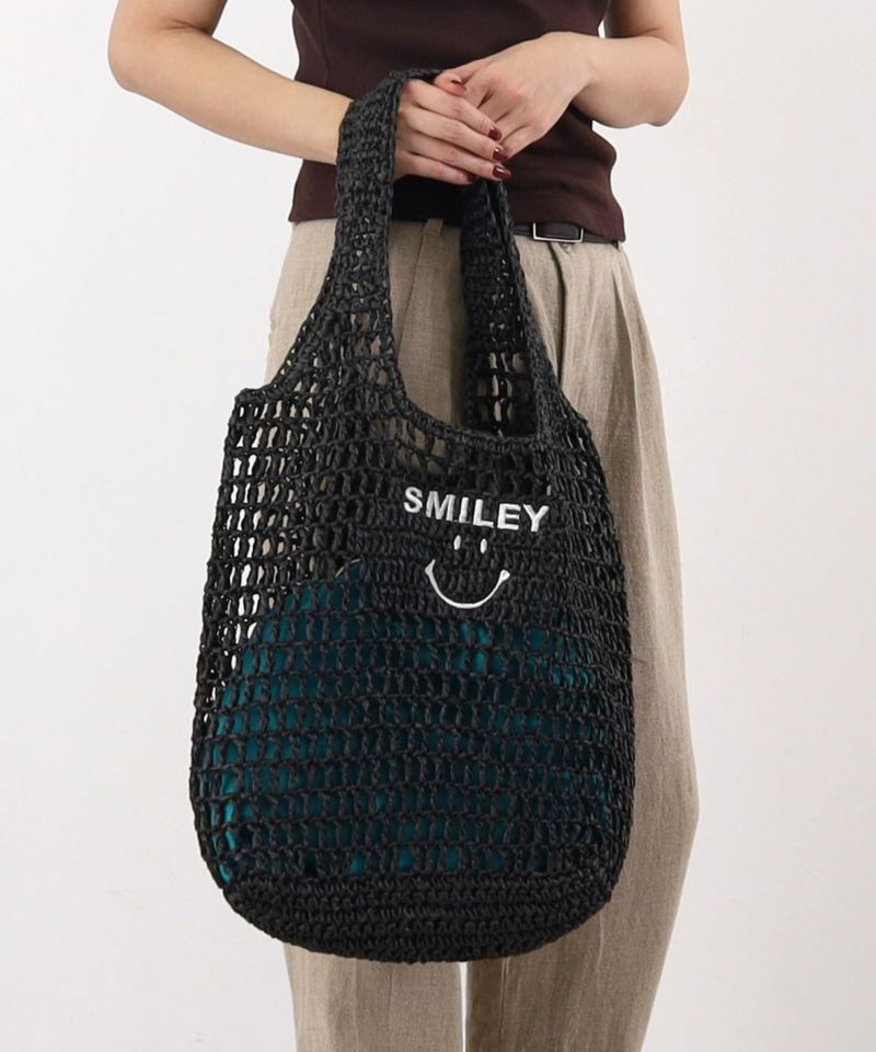 春夏物50％OFF】クーコ COOCO SMILEY 透かし編み刺繍入