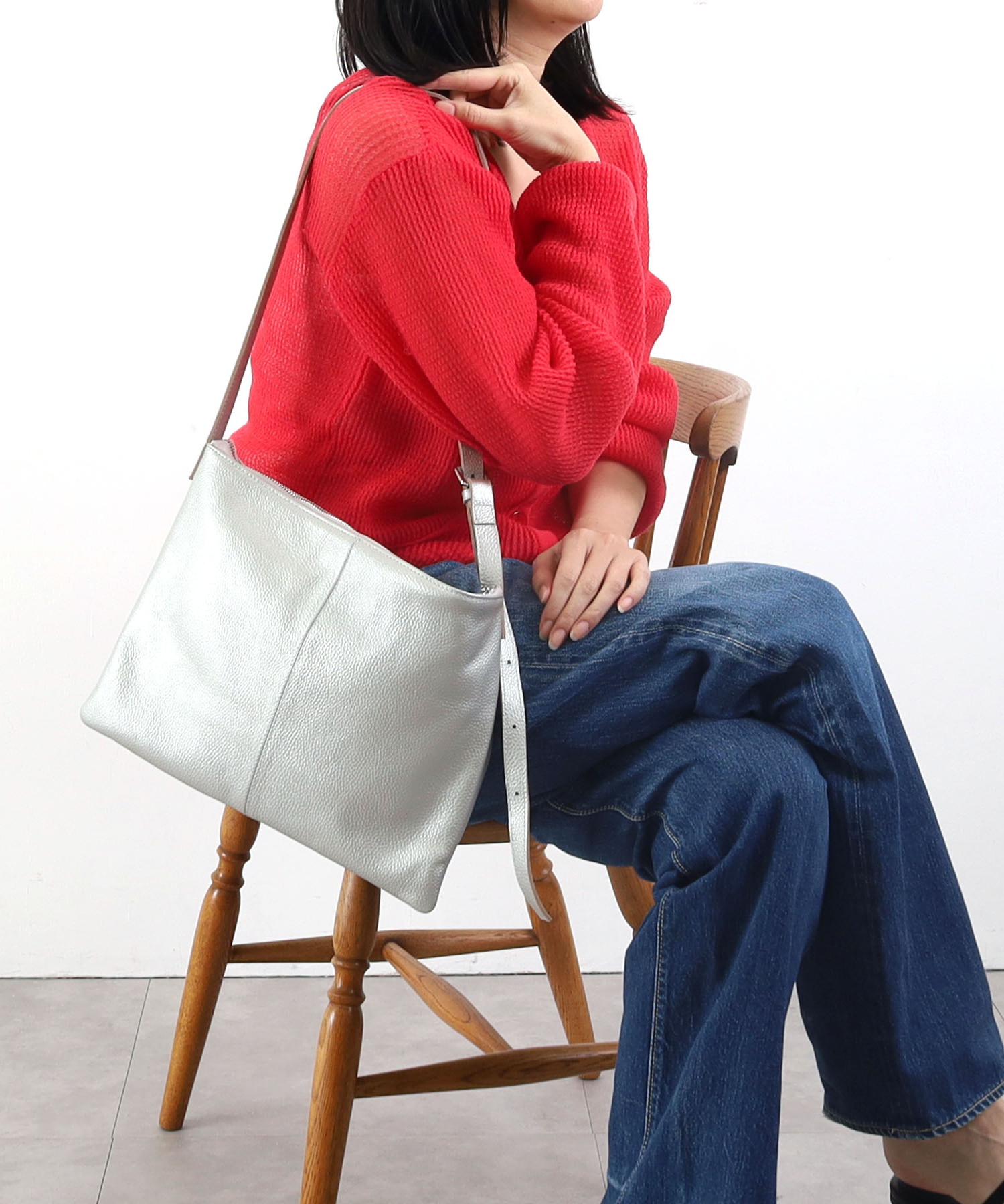 シュリンクレザーシンプルフラットショルダーバッグ／Ａ４対応 定番FG