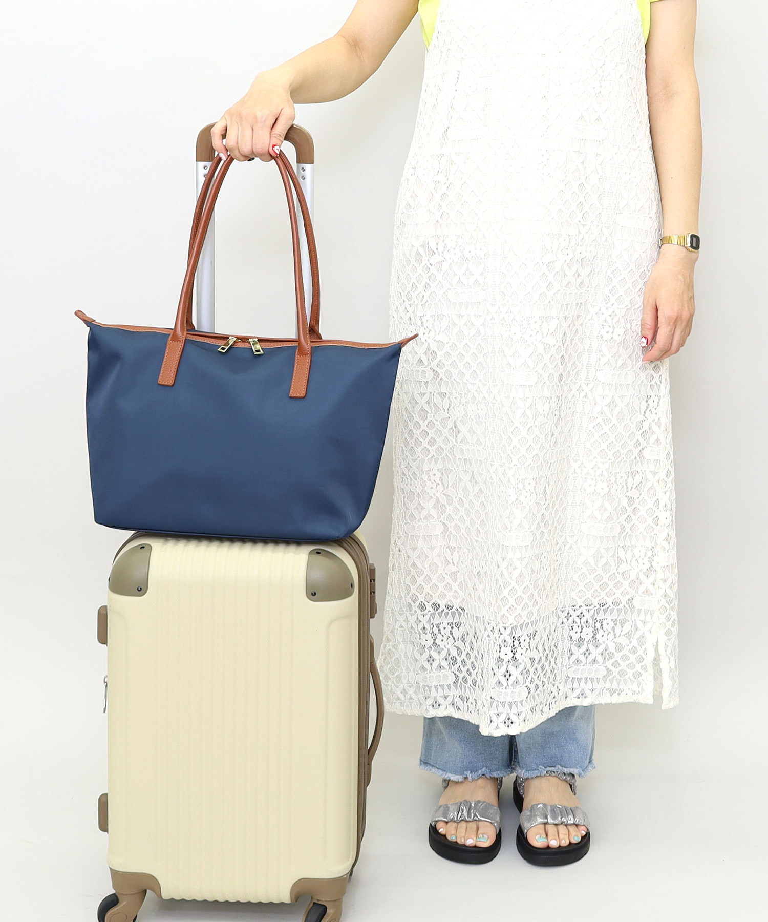 撥水生地ｘシュリンクレザートートバッグ／Ａ４対応