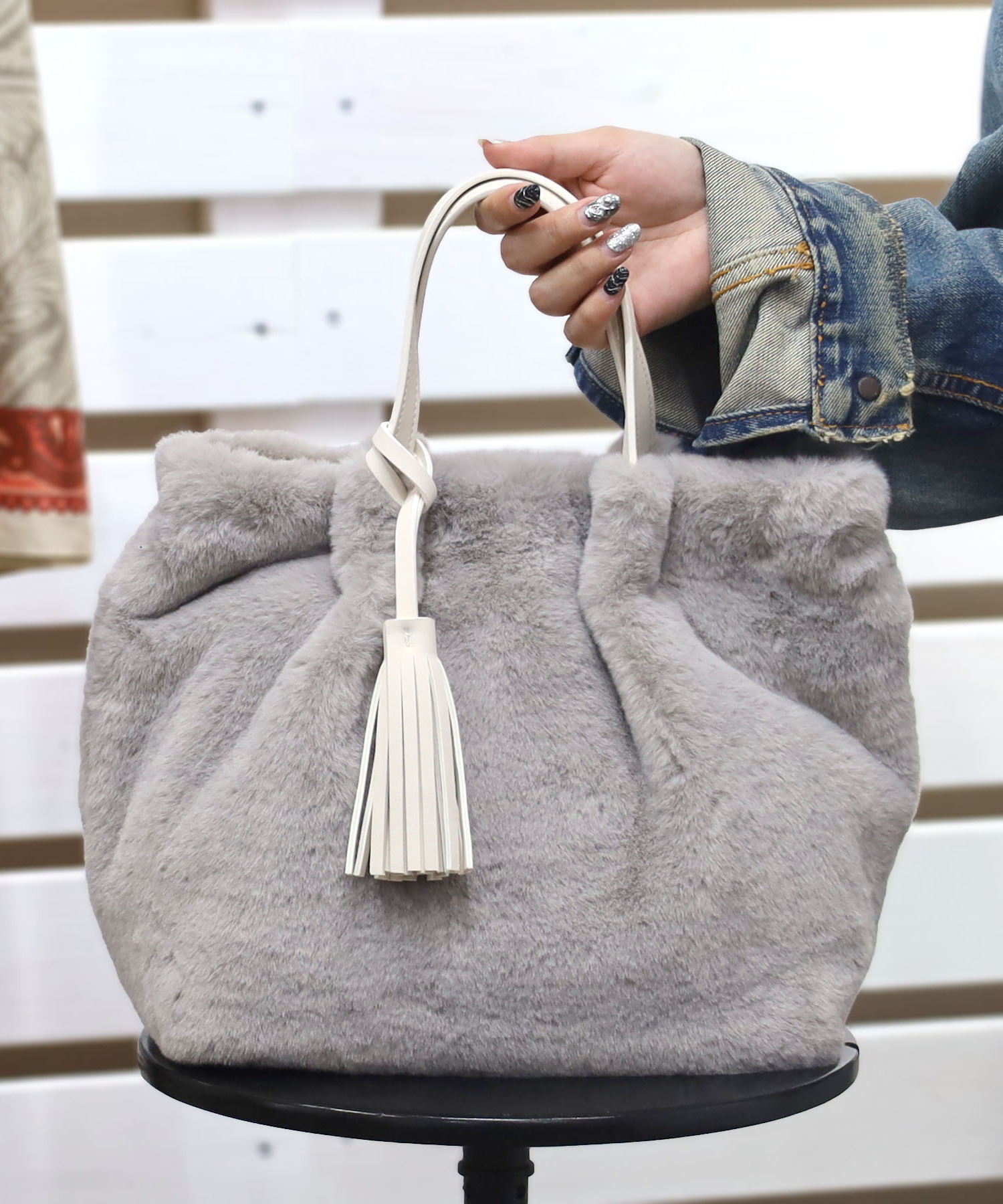 タッセル付きエコファー２ＷＡＹトートバッグ／Ａ４対応