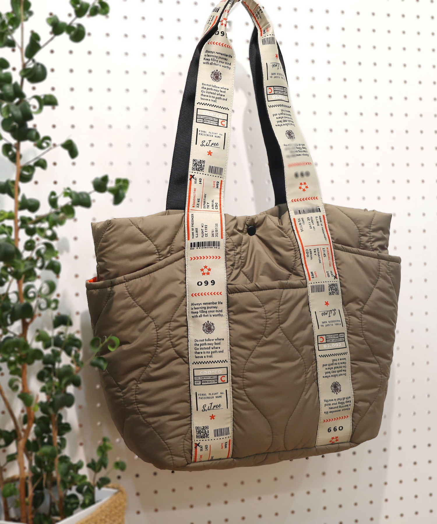 オリジナル柄テープキルティング多ポケトートバッグ／Ａ４対応