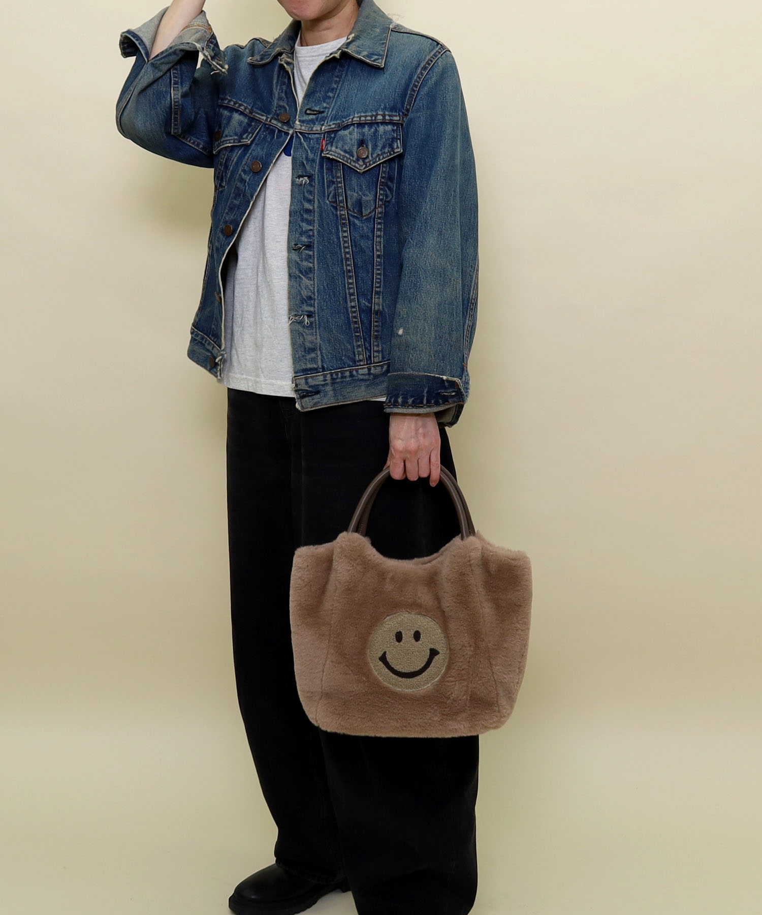 ＳＭＩＬＥＹ　サガラ刺繍ｘ無地エコファートートバッグ