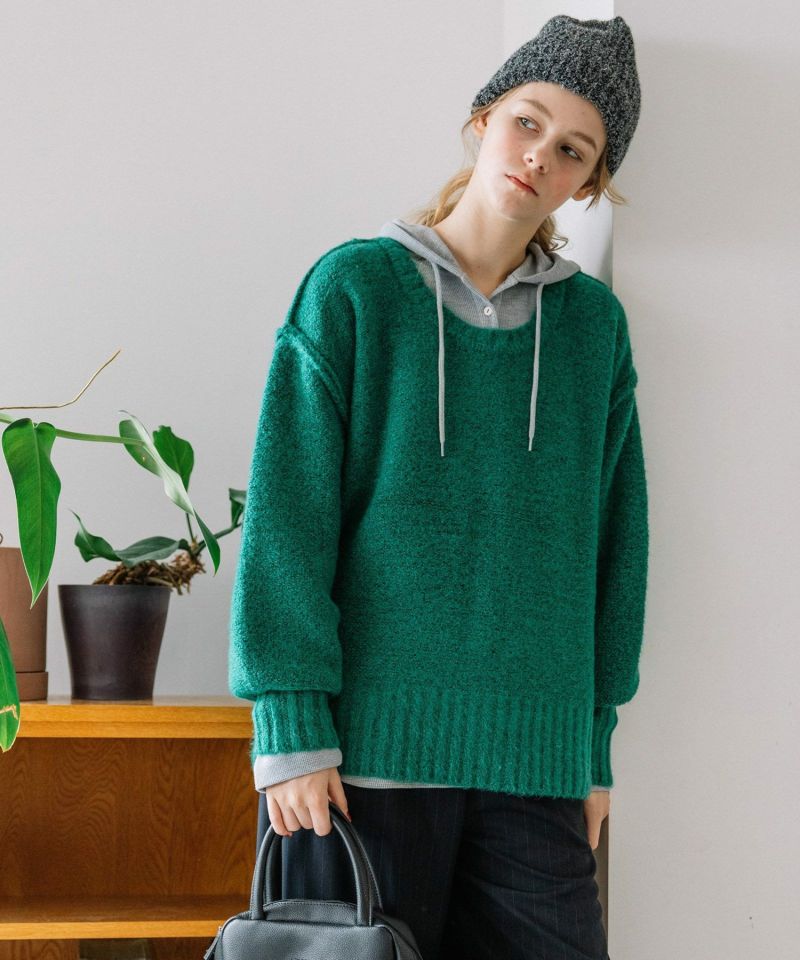 Uネックカラーニット