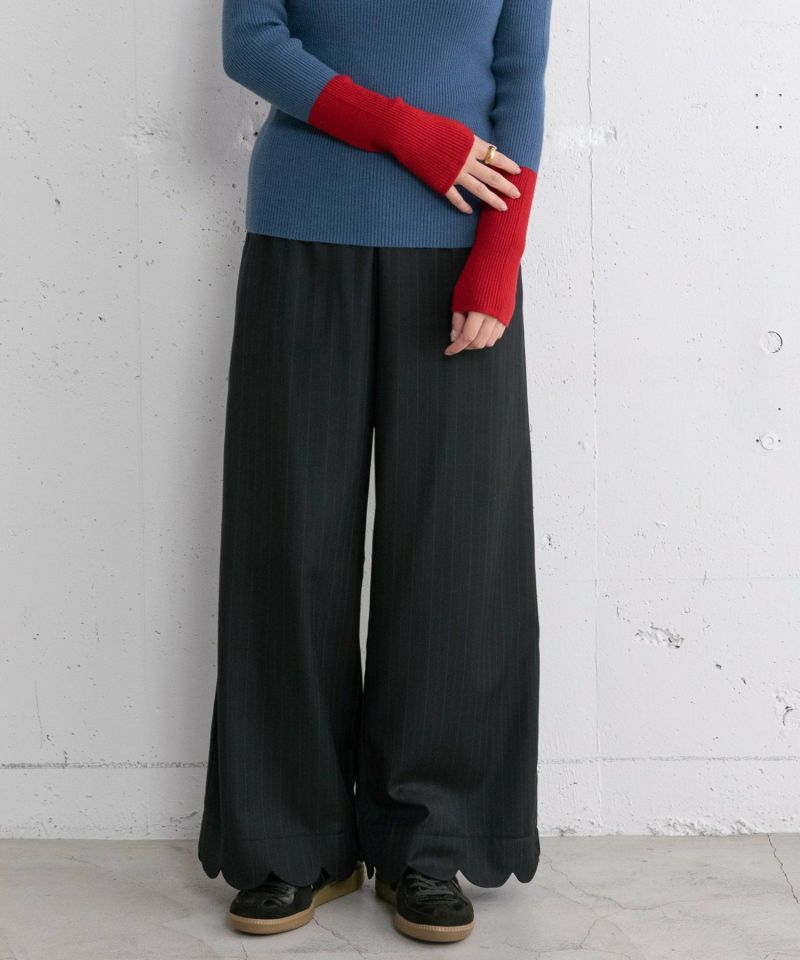 裾スカラップパンツ