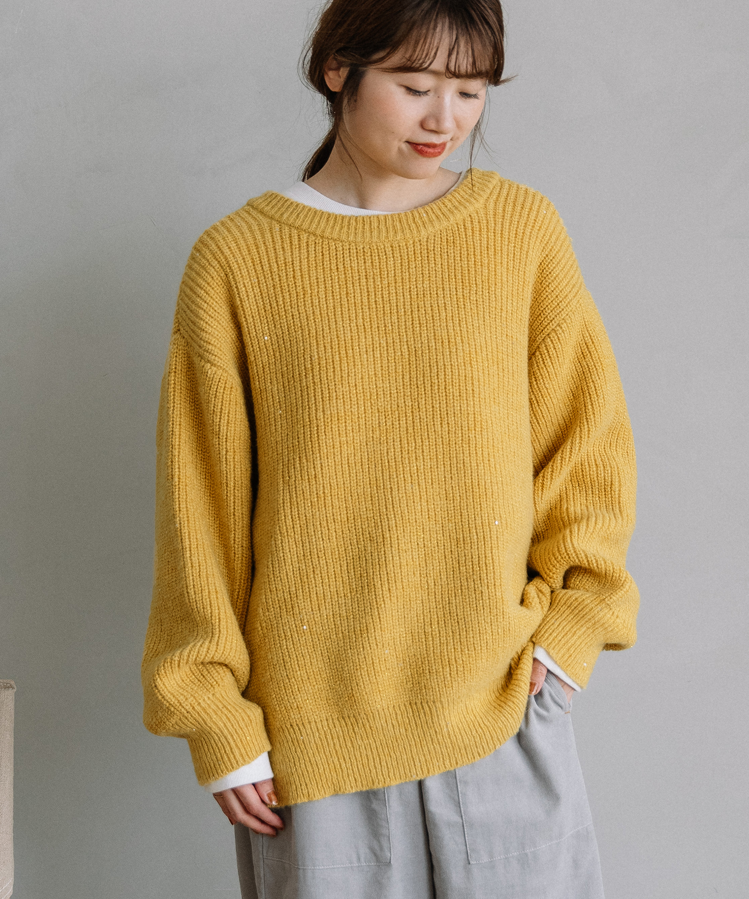 あぜ編みラメニットカーディガン