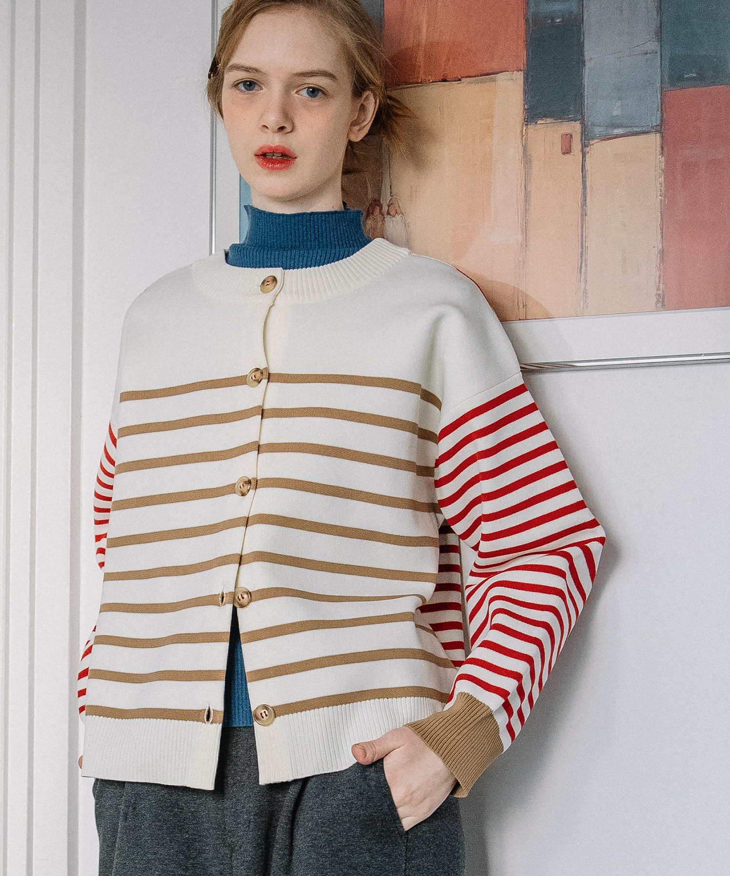 カラーミックスボーダーカーディガン