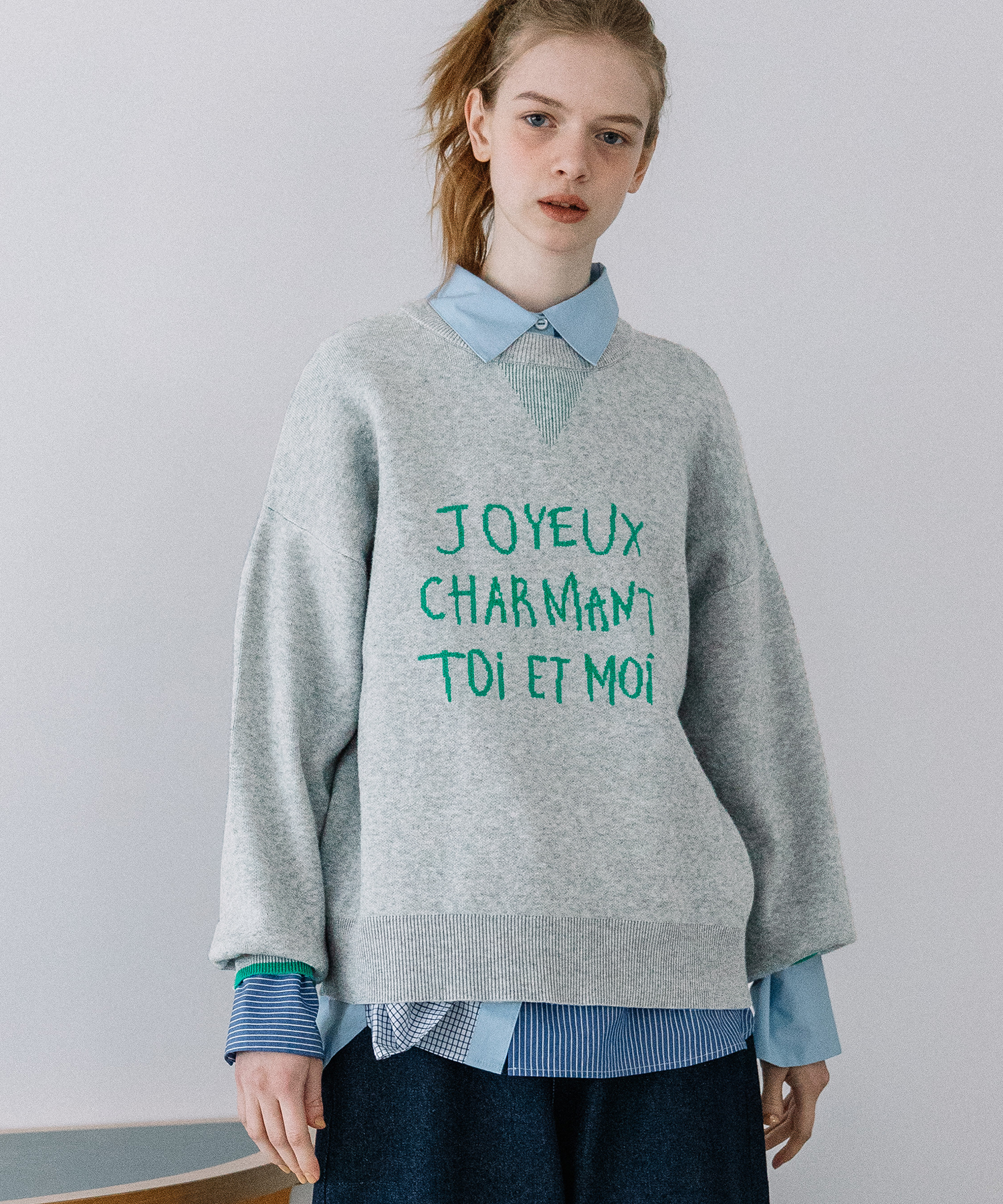 トレーナーライクロゴニット