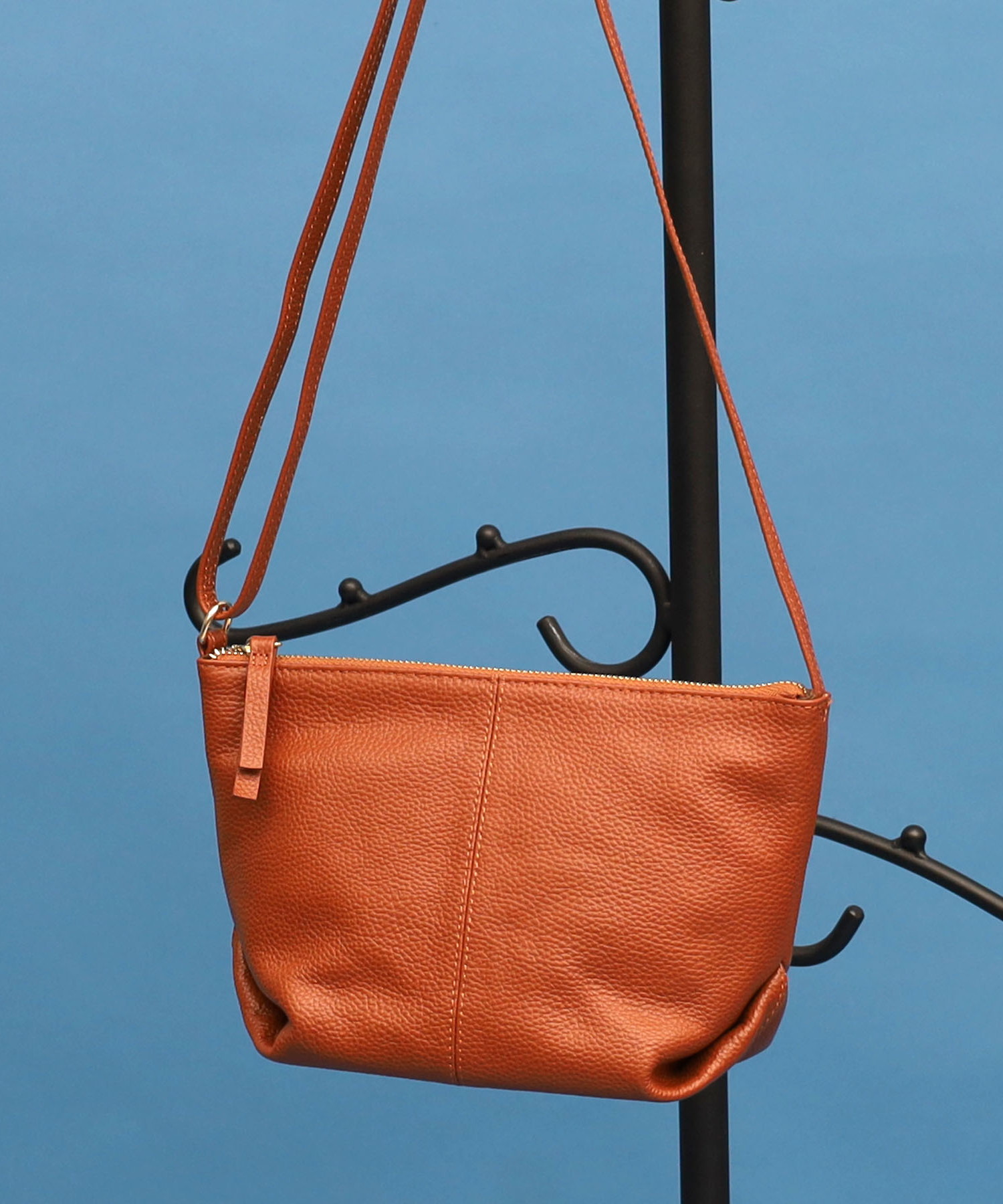 シュリンクレザー台形ポシェット 本革FG