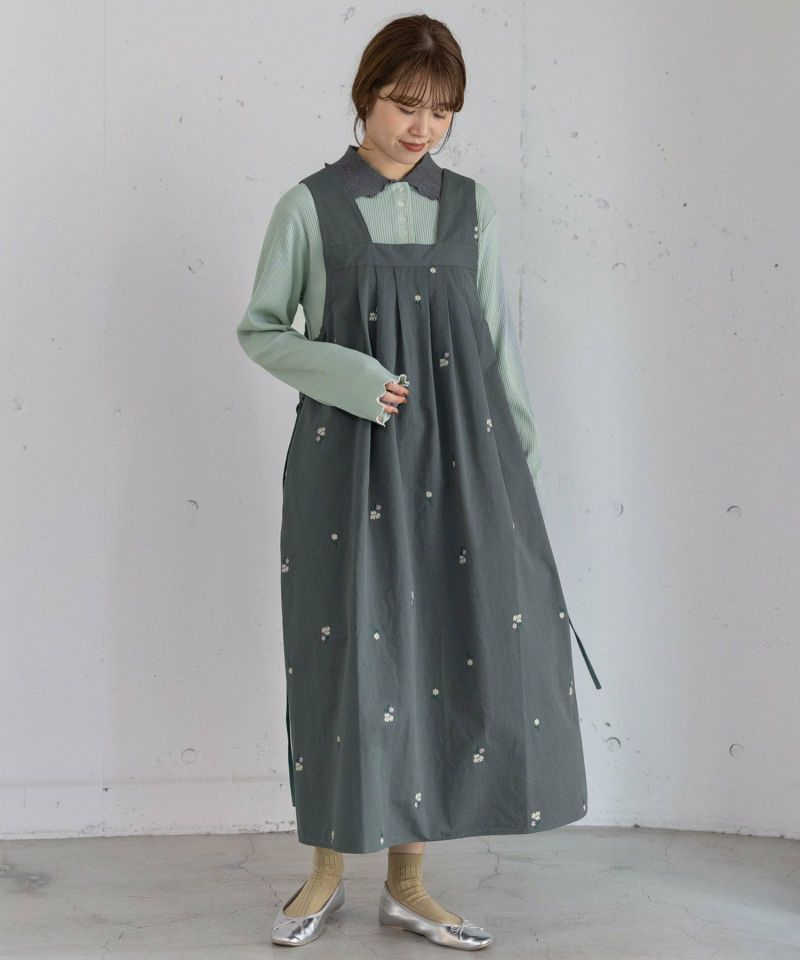 フラワー刺繍タックジャンスカ