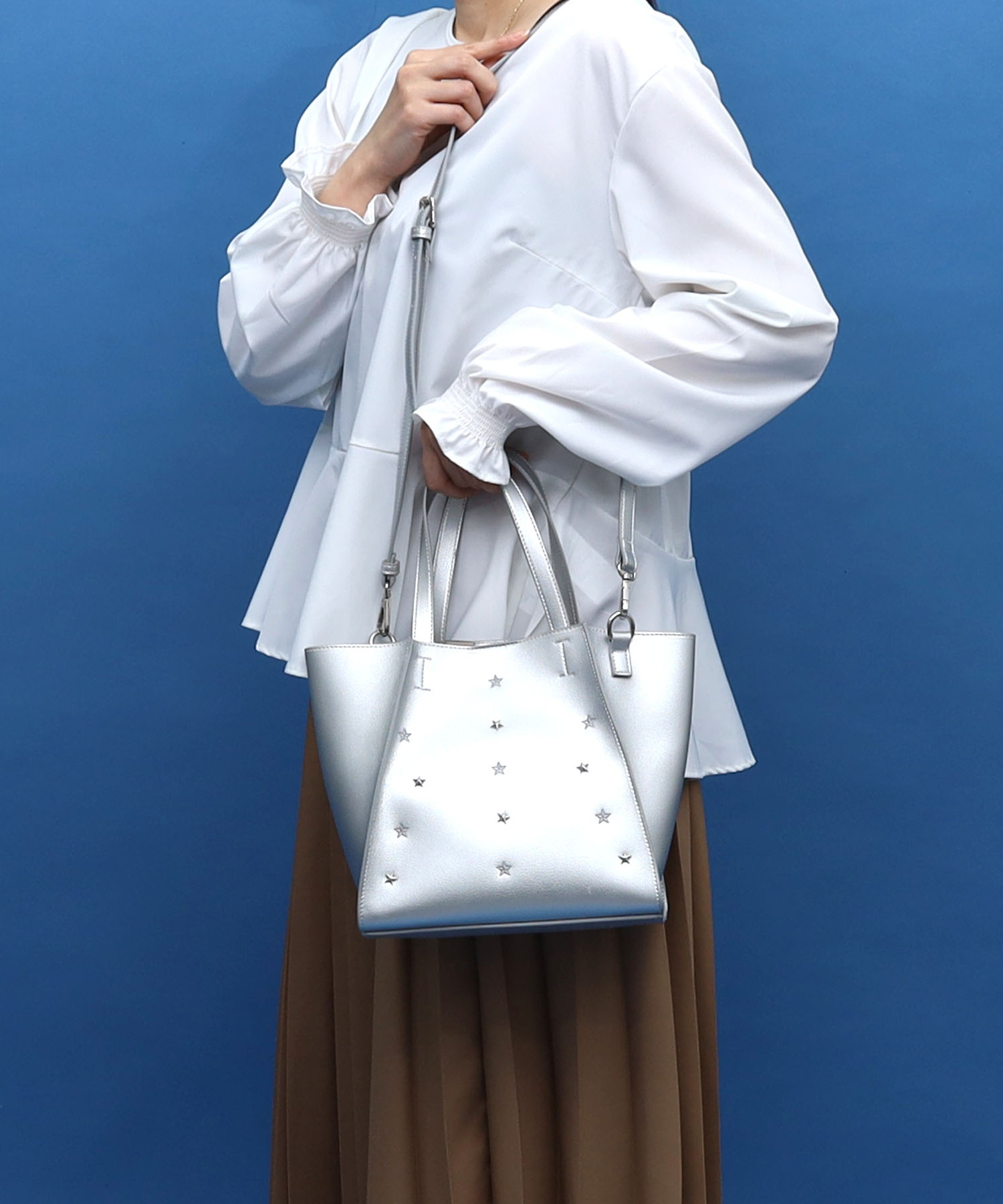 星柄刺繍ｘ星スタッズ２ＷＡＹトートバッグ