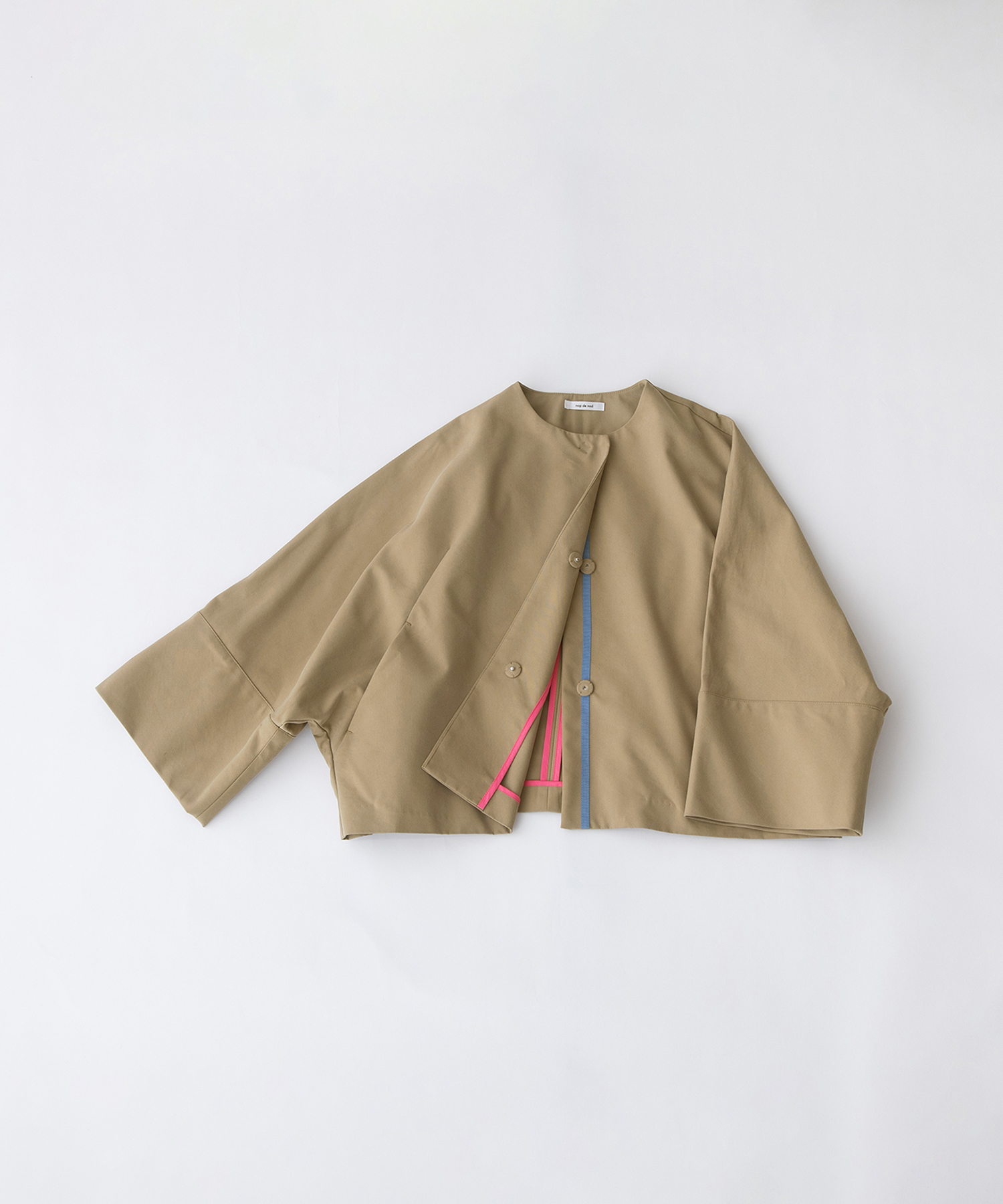 コットンポリエステルツイル7分袖ドルマンジャケット