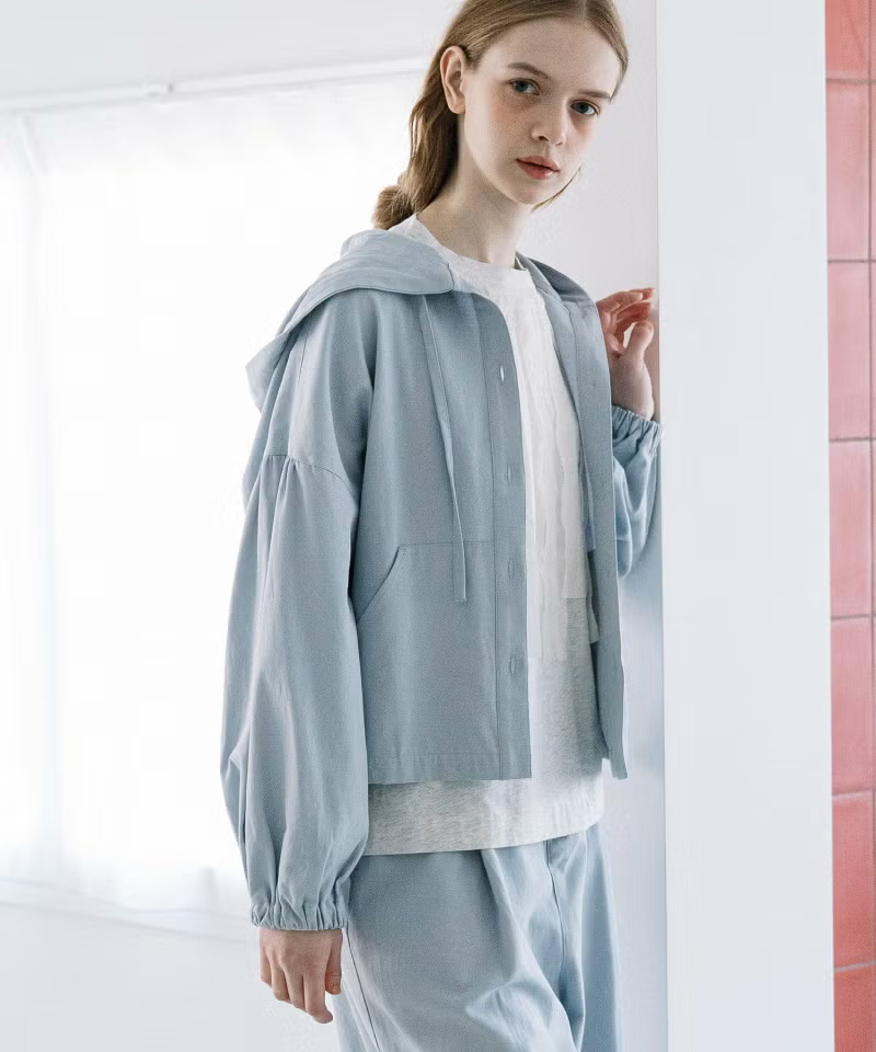 コットンリネンサージフーディブルゾン