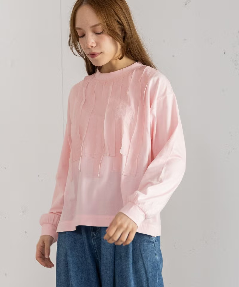 異素材フリル使いプルオーバー