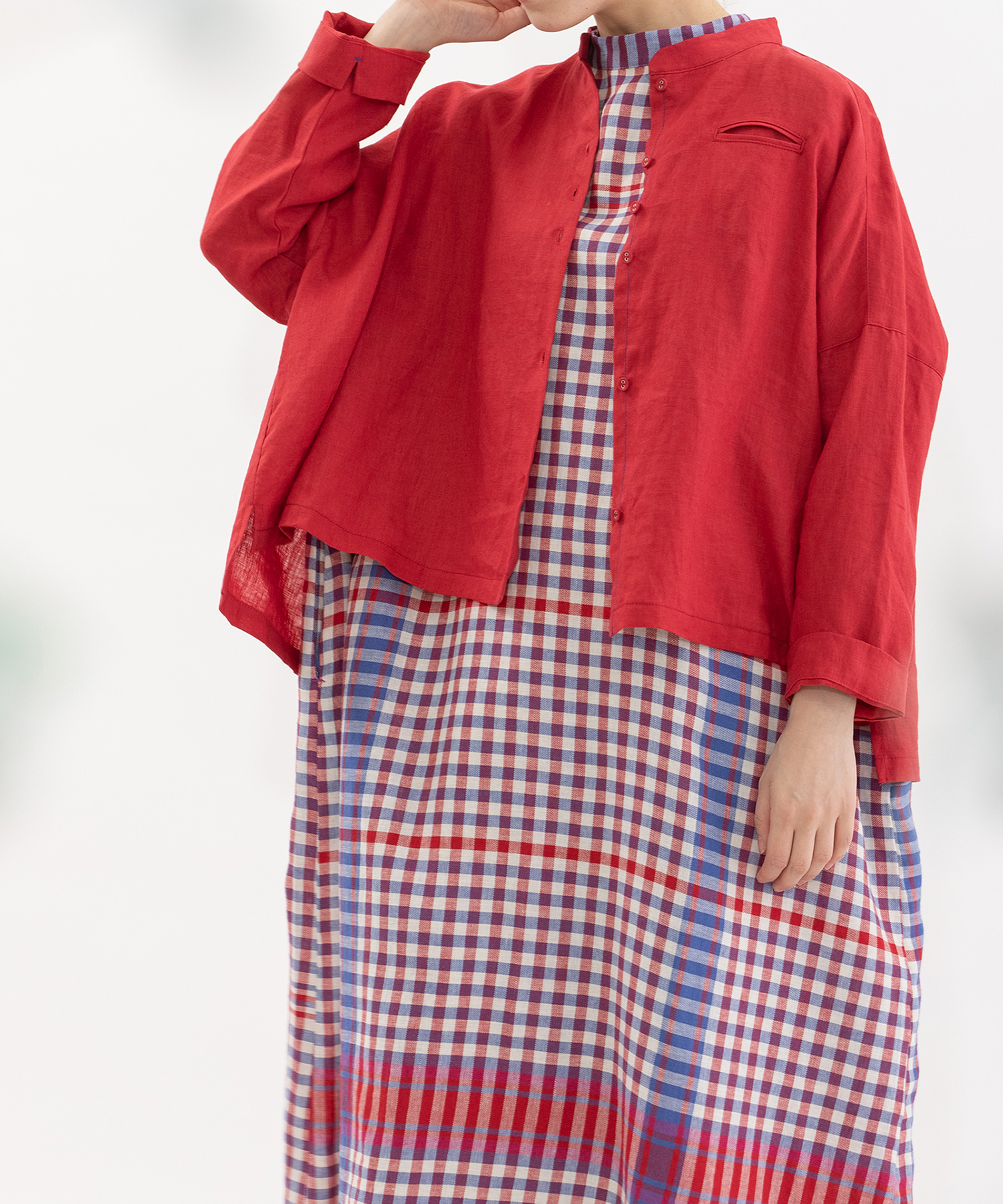 Cielスタンドカラーリネンシャツ