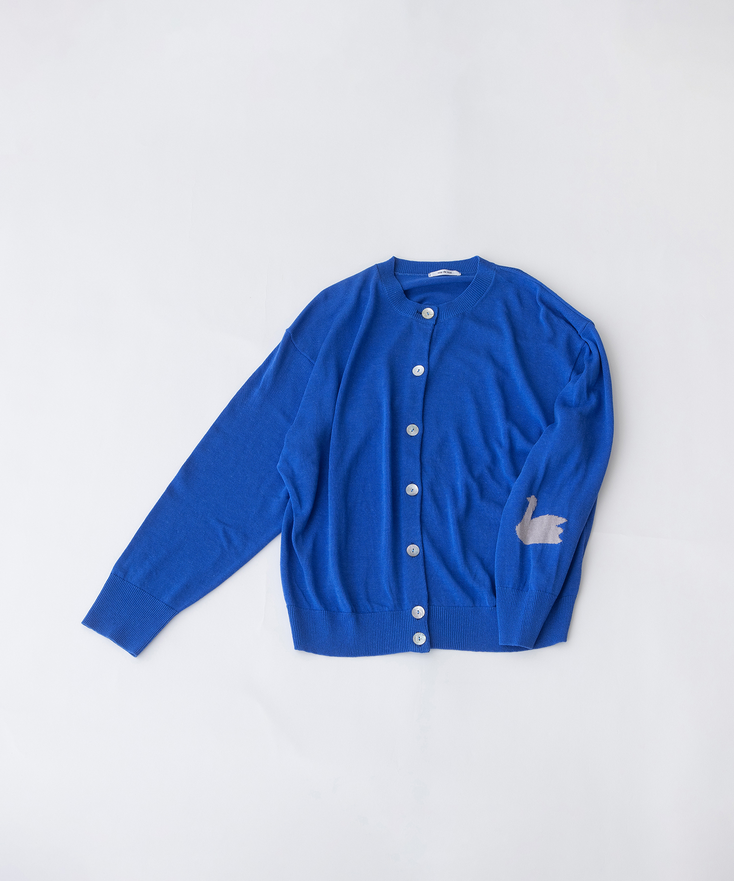 スワンインターシャクルーカーディガン