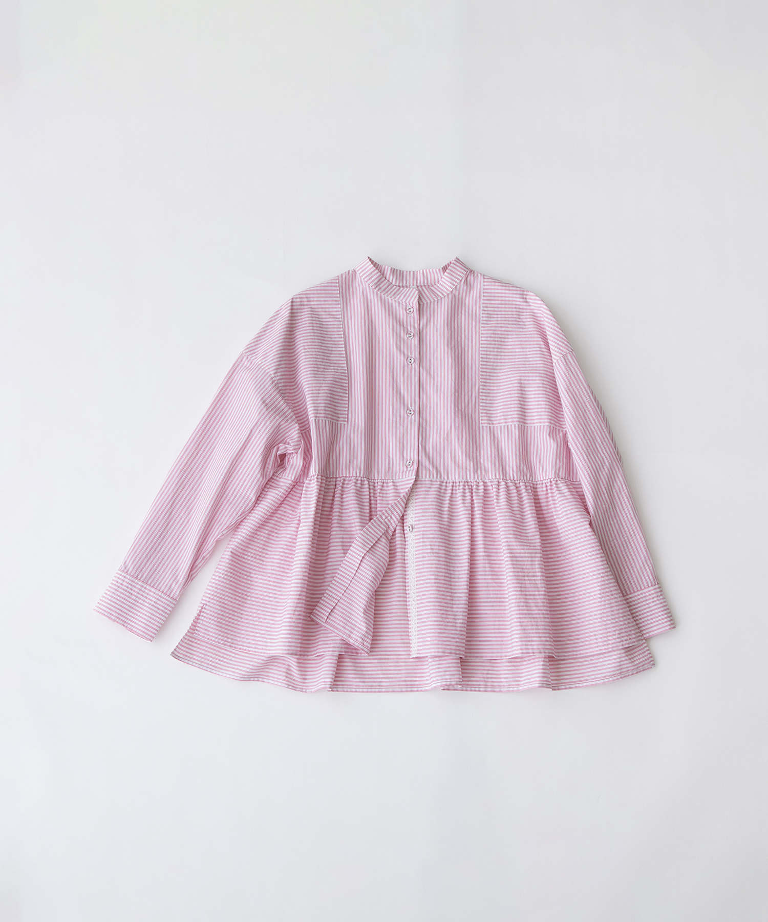 スタンドカラーペプラムシャツ