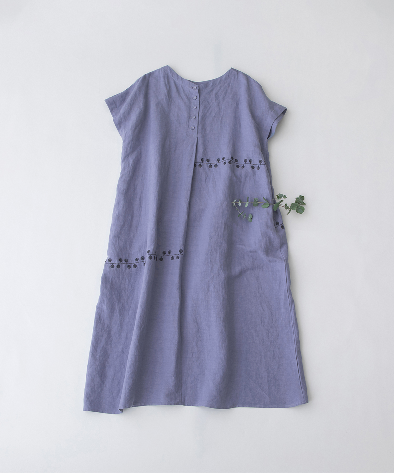 リネンレーヨンライン刺繍2wayワンピース