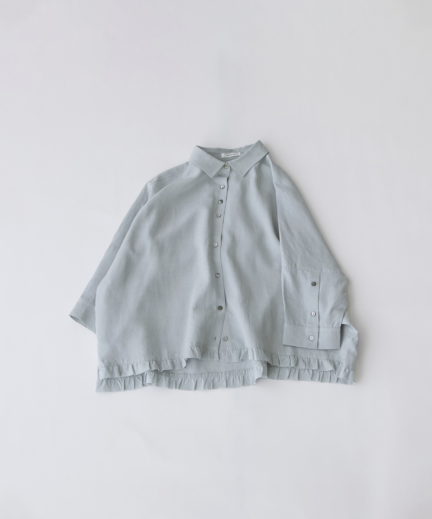 6分袖裾フリルクロップドシャツ