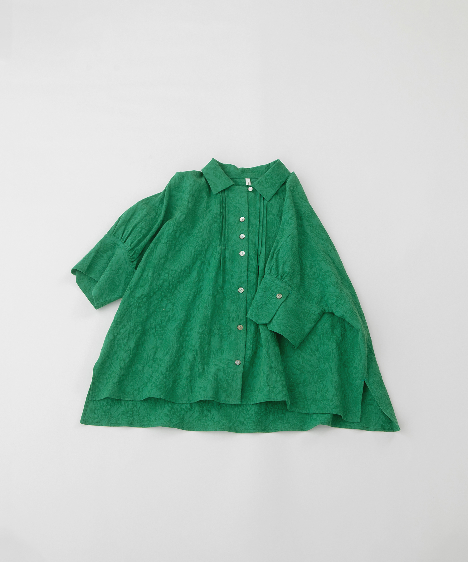 フラワージャカードカフス袖シャツ