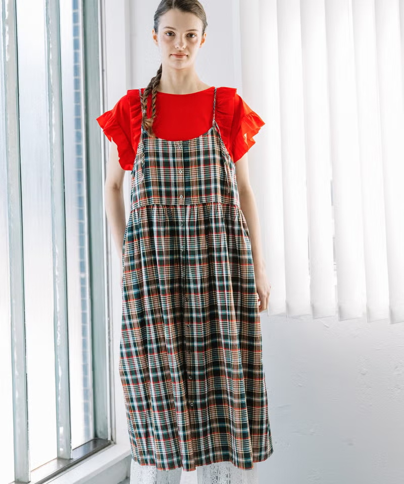 ＜made in INDIA＞Madras check Dress