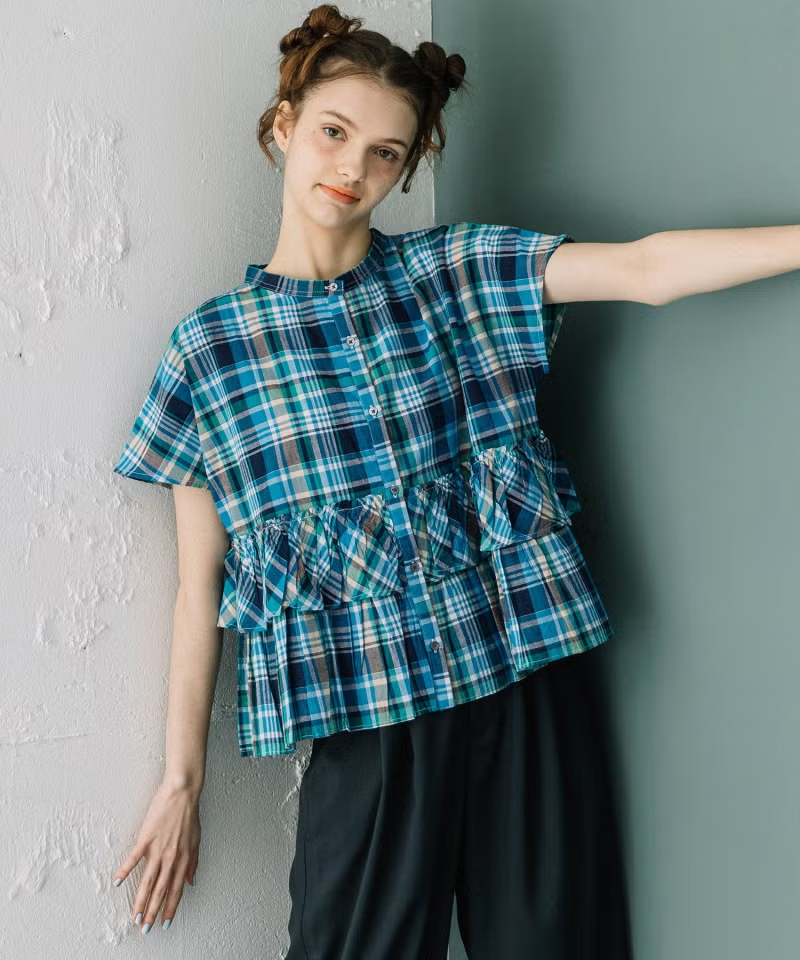 ＜made in INDIA＞Madras check Blouse